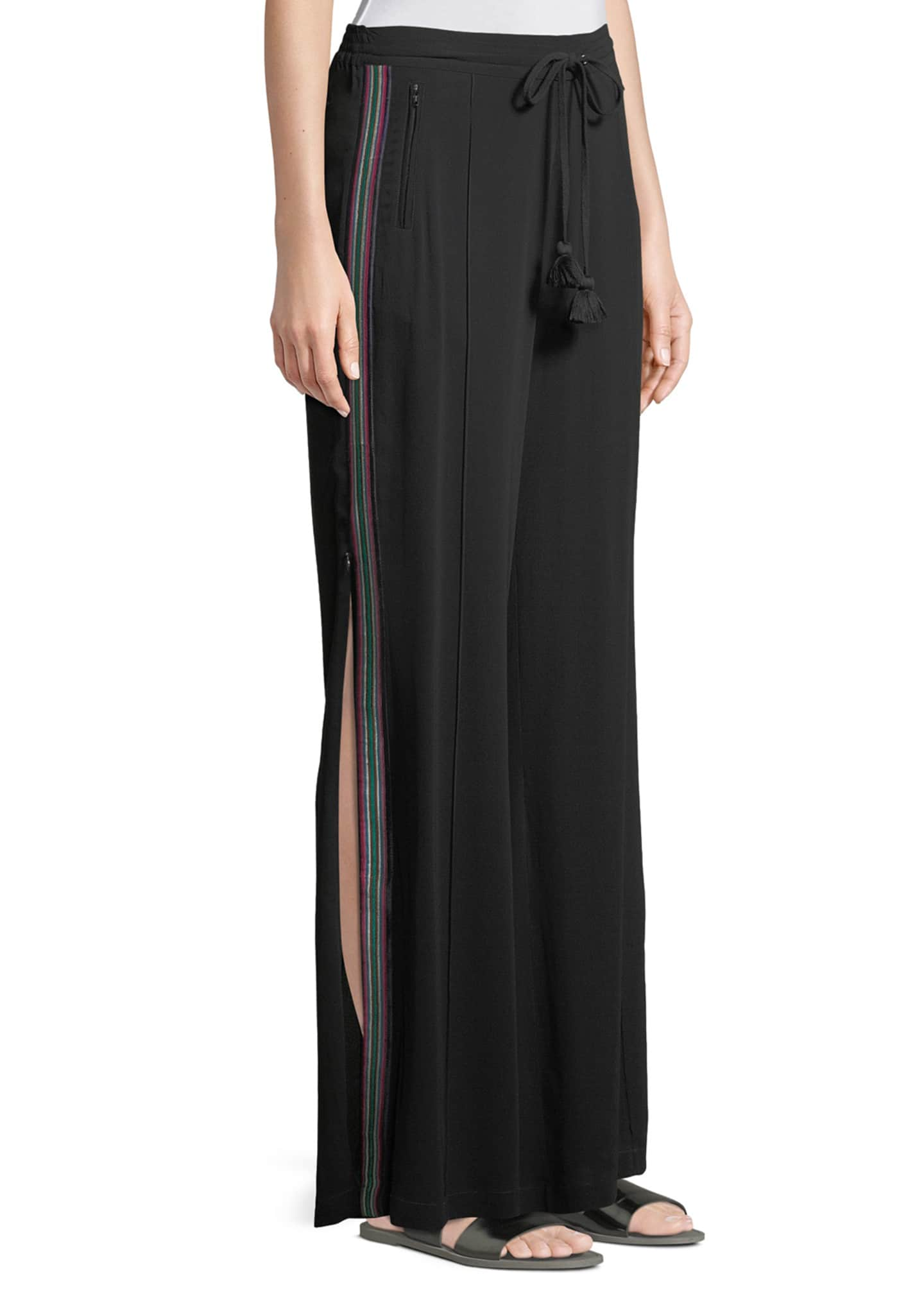 Figue Ella Side-Stripe Wide-Leg Georgette Pants - Bergdorf Goodman