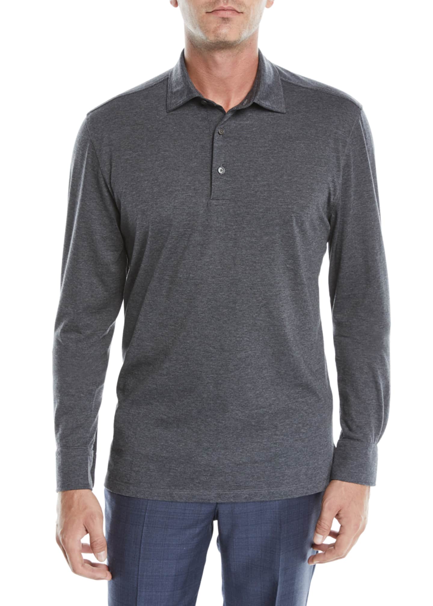 Men s Cotton Blend Long Sleeve Polo Shirt