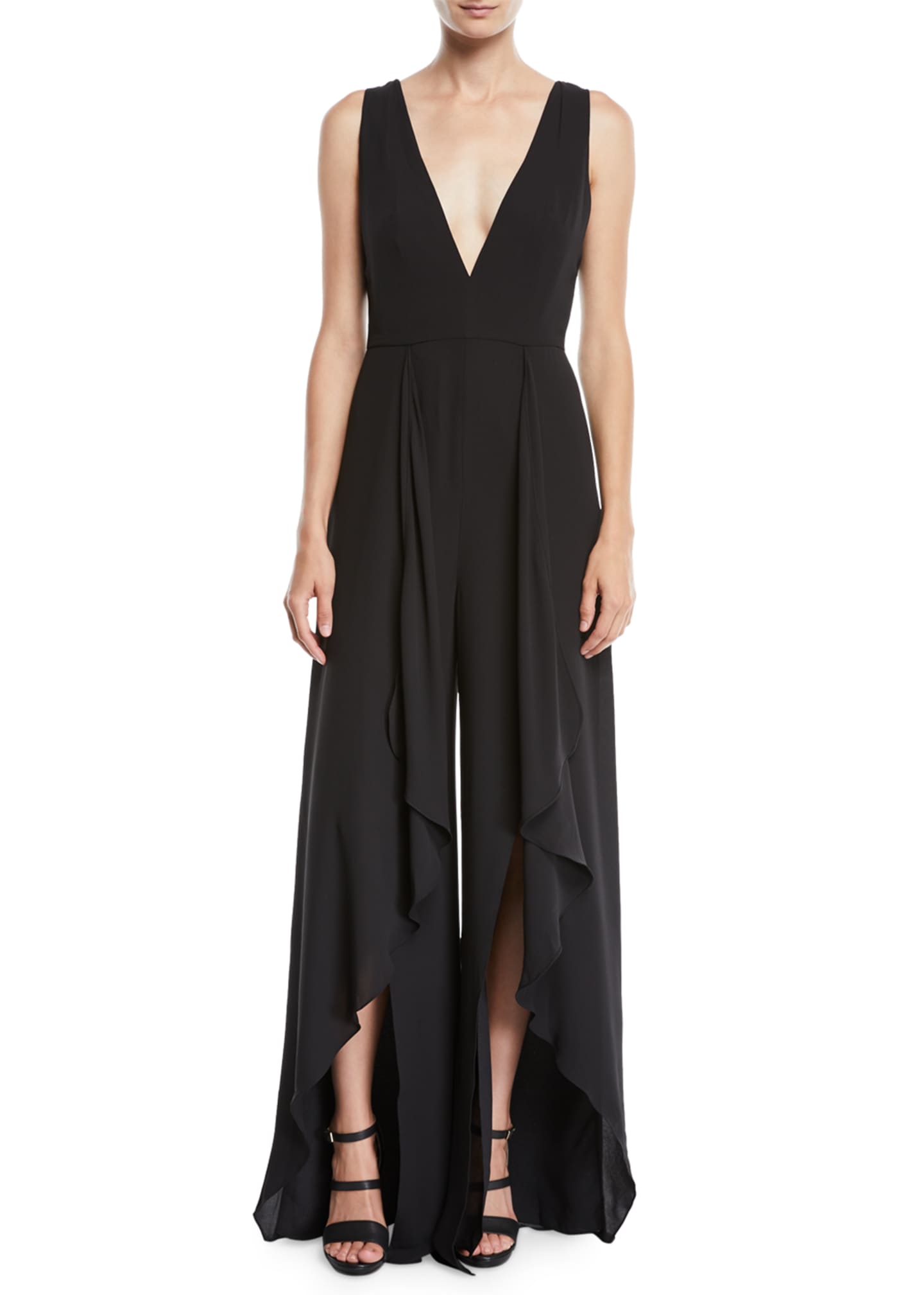 Halston Heritage Flowy Jumpsuit w/ Draped Front - Bergdorf Goodman