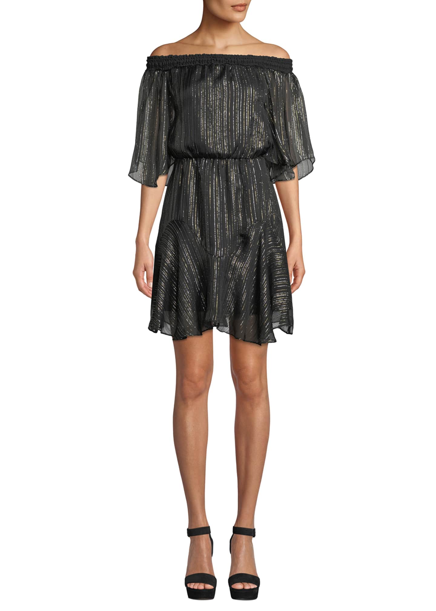 Halston heritage off hotsell the shoulder dress