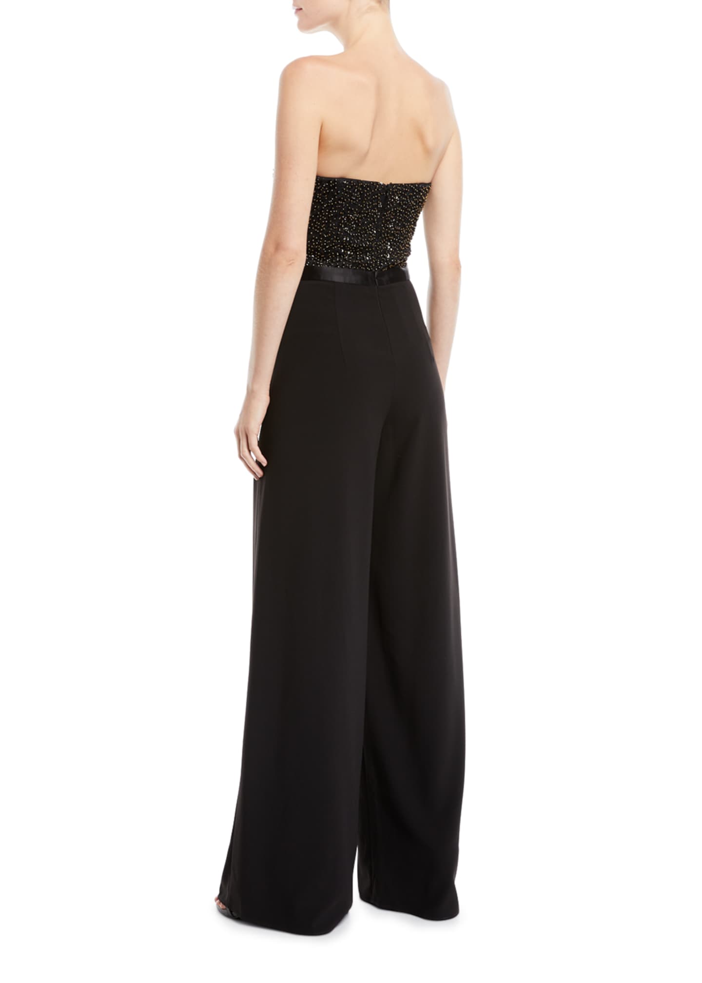 Halston Heritage Strapless Flowy Embellished Jumpsuit Bergdorf