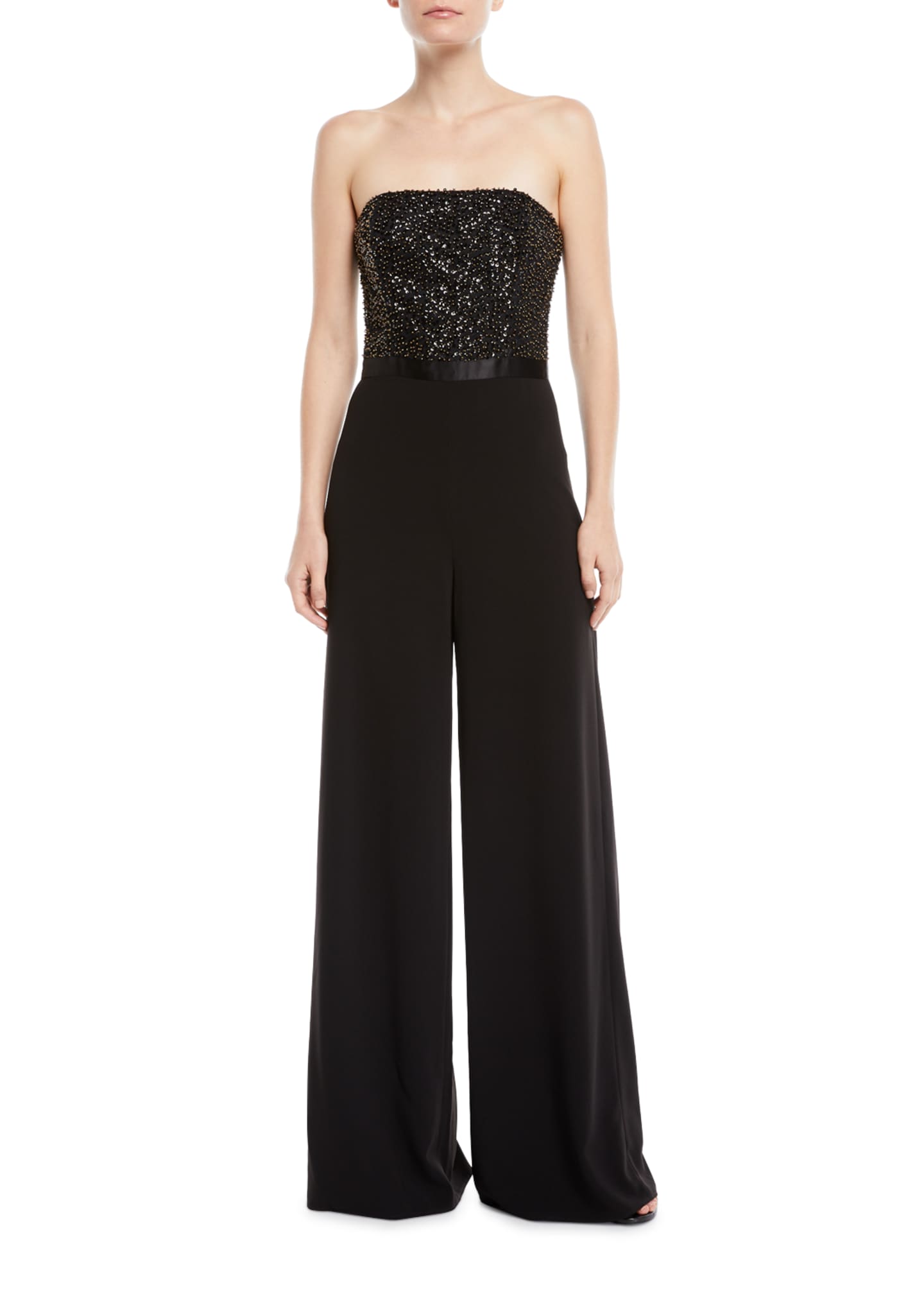 Halston Heritage Strapless Flowy Embellished Jumpsuit - Bergdorf Goodman