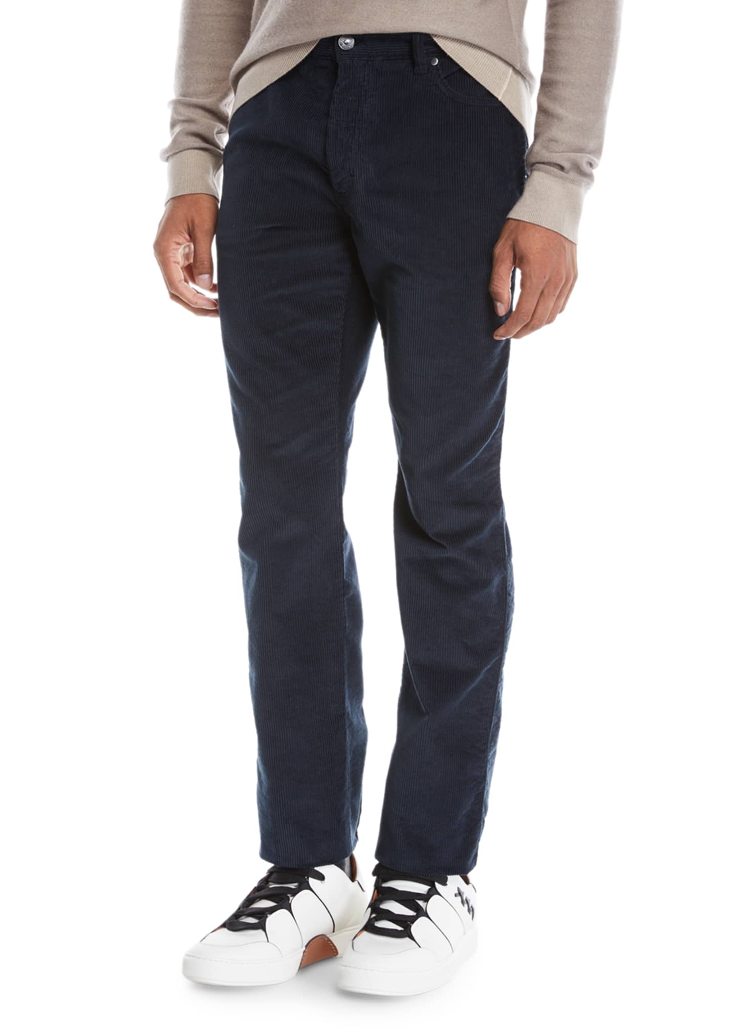 Ermenegildo Zegna Men's Wide-Wale Corduroy Pants, Navy - Bergdorf Goodman