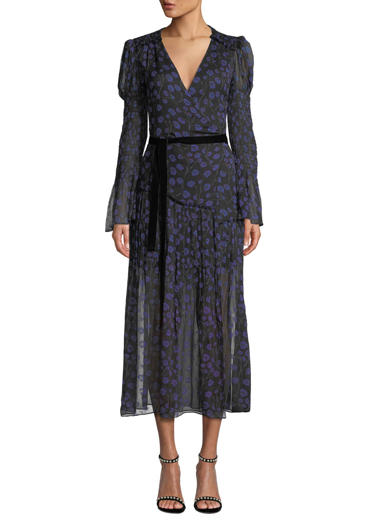 Diane von Furstenberg Ani Floral-Print Smocked Silk Wrap Dress ...