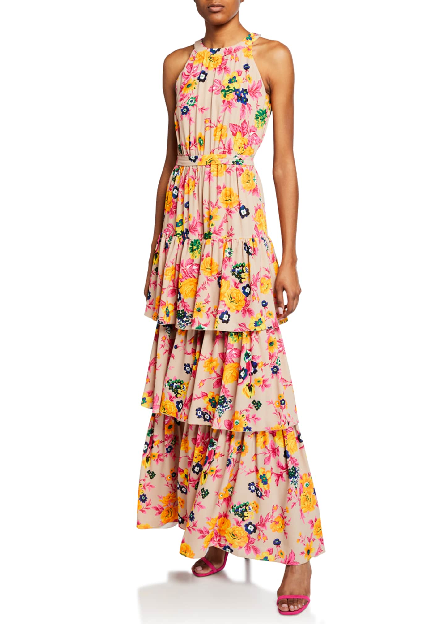 halter ruffle maxi dress