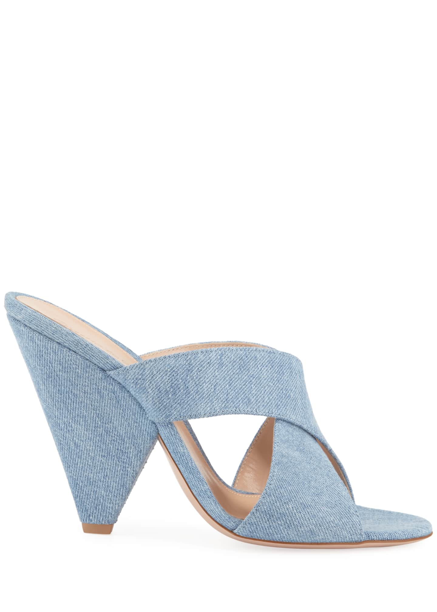 Gianvito Rossi Denim ConeHeel Slide Mules Bergdorf Goodman