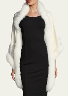 Cashmere Triangle Fox Trim Wrap