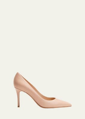 Gianvito 85 Vitello Leather Point-Toe Pumps