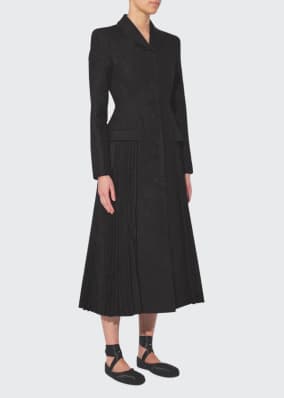 Calla Pleated Wool-Blend Coat