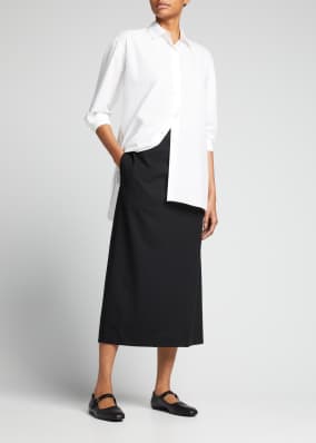 Wool-Stretch Midi Skirt