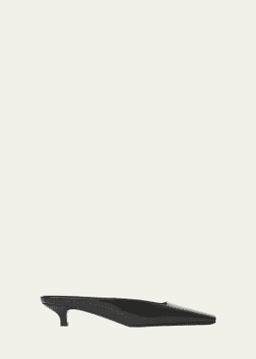 Leather Kitten-Heel Mules