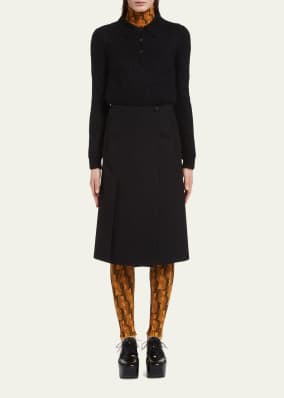 Pinstripe Wool Midi Wrap Skirt