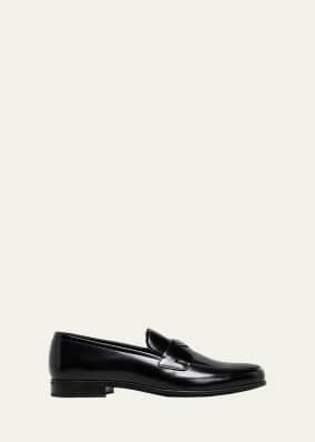 Men's Triangle Logo Leather Loafers
