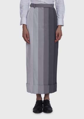 Gradient Dyed Seersucker Straight Skirt