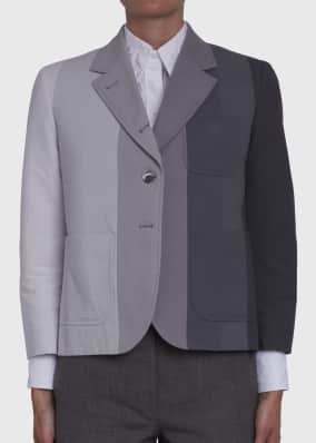 Gradient Seersucker Cropped Sack Sport Coat