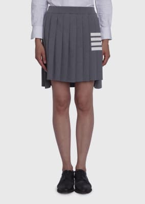 4-Bar Pleated Step-Hem Mini Skirt