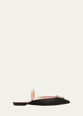 Drizella Satin Crystal Ballerina Slides