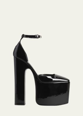 Disco Patent Ankle-Strap Platform Pumps