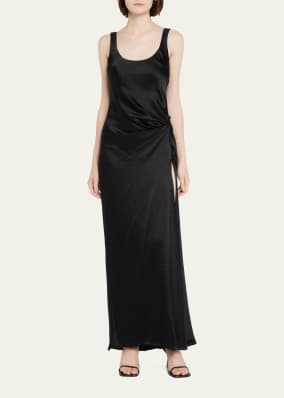 Etta Gathered Satin Maxi Dress