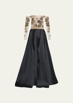 Embroidered Off-Shoulder Gown 