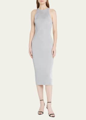 Ashley Metallic High Neck Midi Bodycon Dress