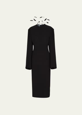 Feather-Trim Cady Midi Dress