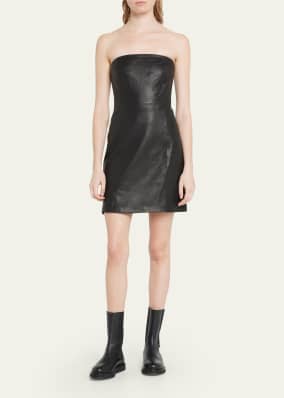 Strapless Leather Mini Dress