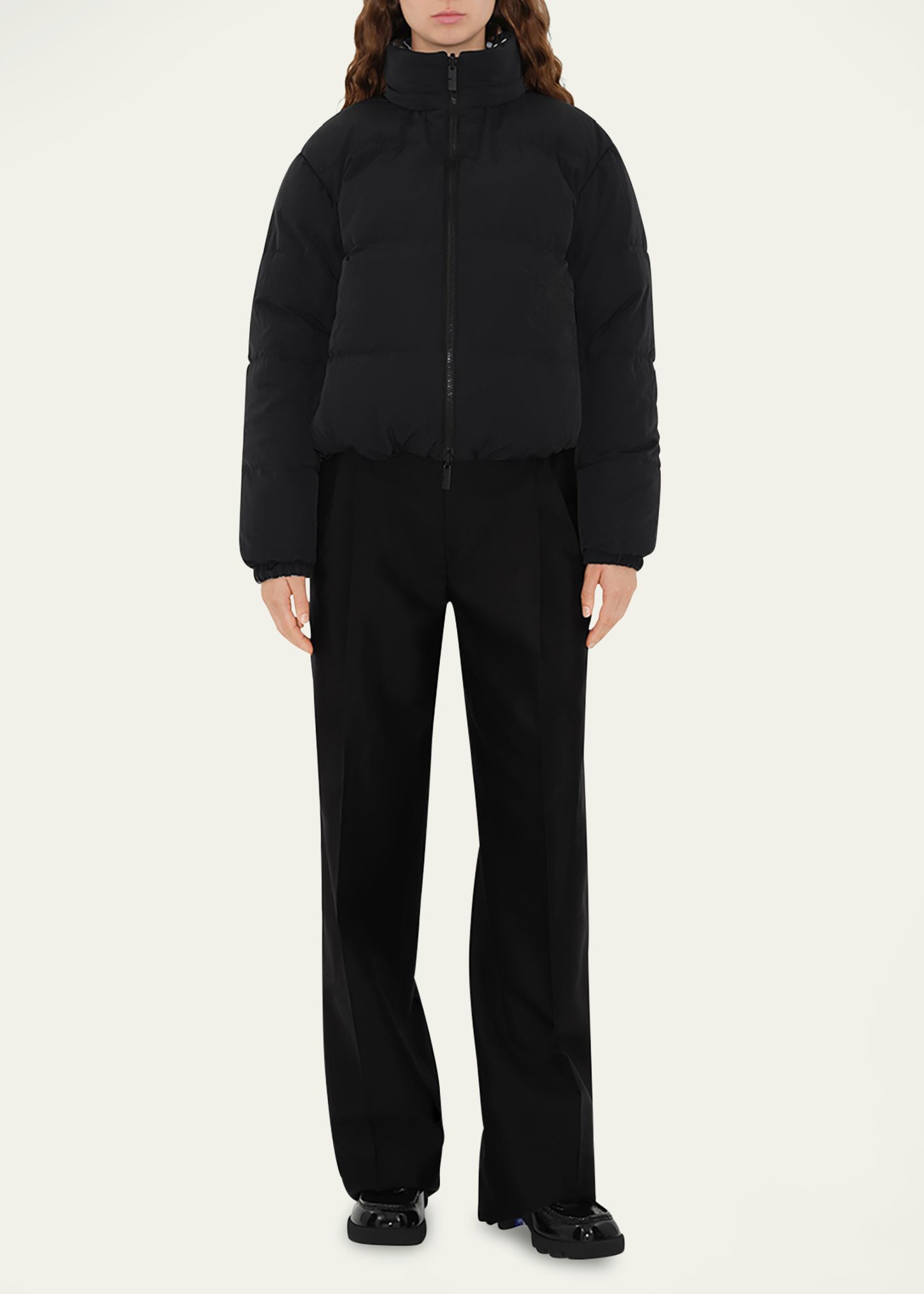 Reversible Check Short Puffer Jacket Activewear