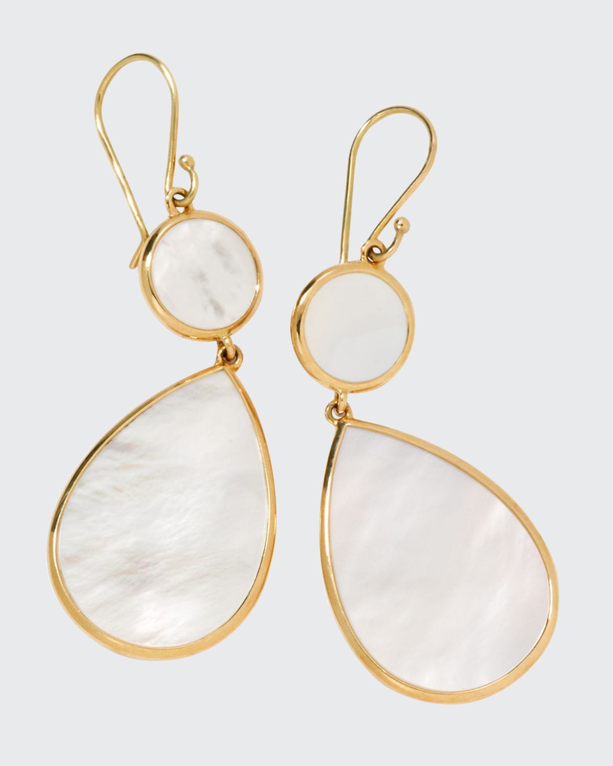 Shop Ippolita Snowman 2-stone Drop Earrings In 18k Gold In Mother Of Pearl