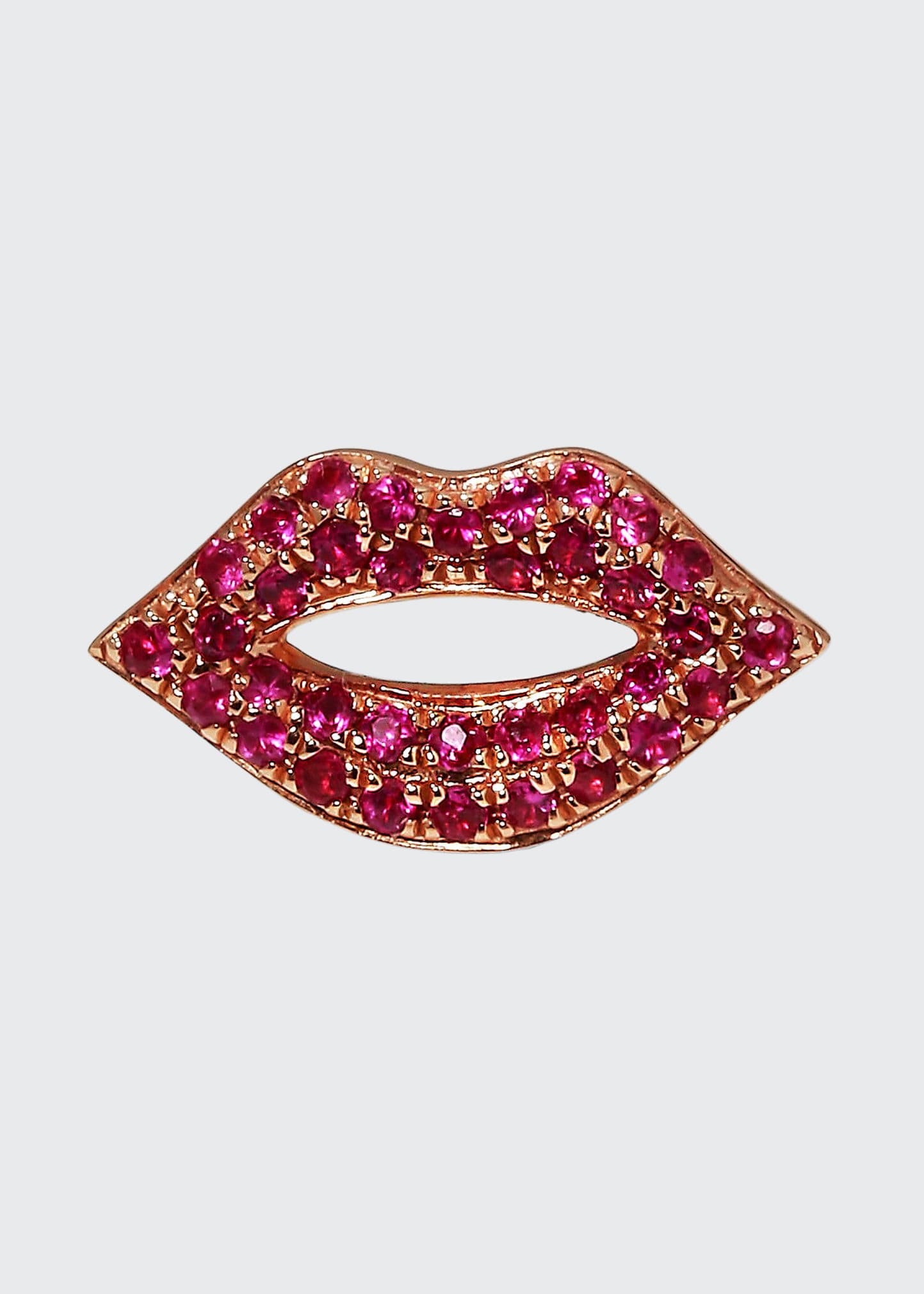 Sydney Evan 14k Rose Gold & Ruby Lips Single Stud Earring