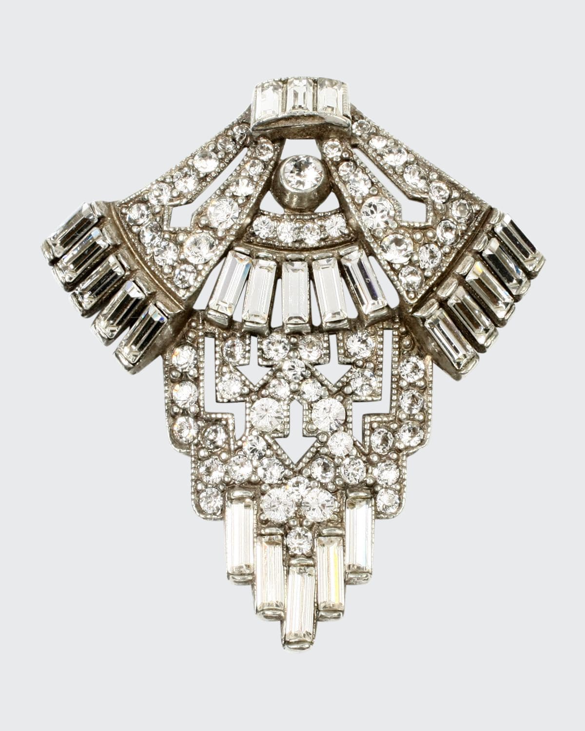 Ben-amun Silver Crystal Deco Brooch
