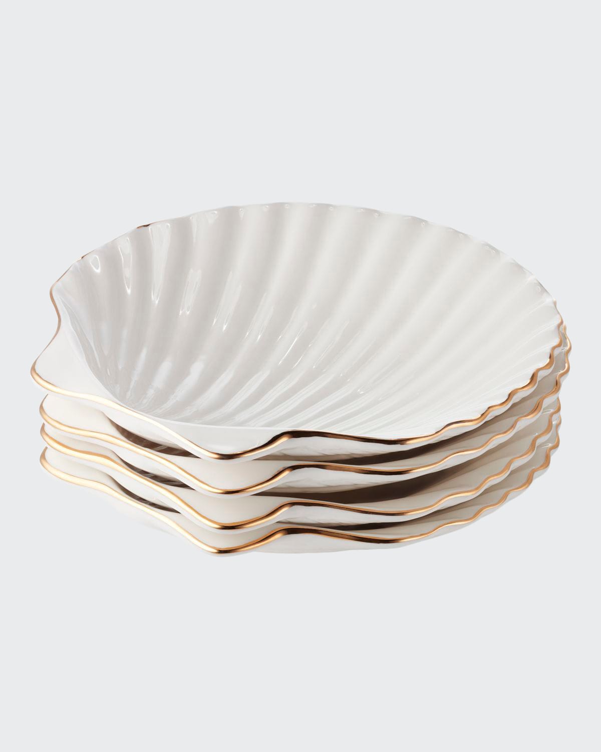 Aerin Shell Appetizer Plates, Set Of 4 In White