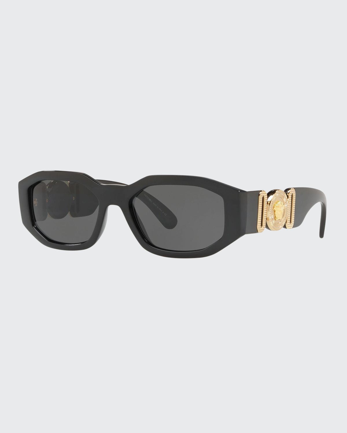 Versace Chunky Rectangle Sunglasses W/ Logo Disc Arms In Yellow