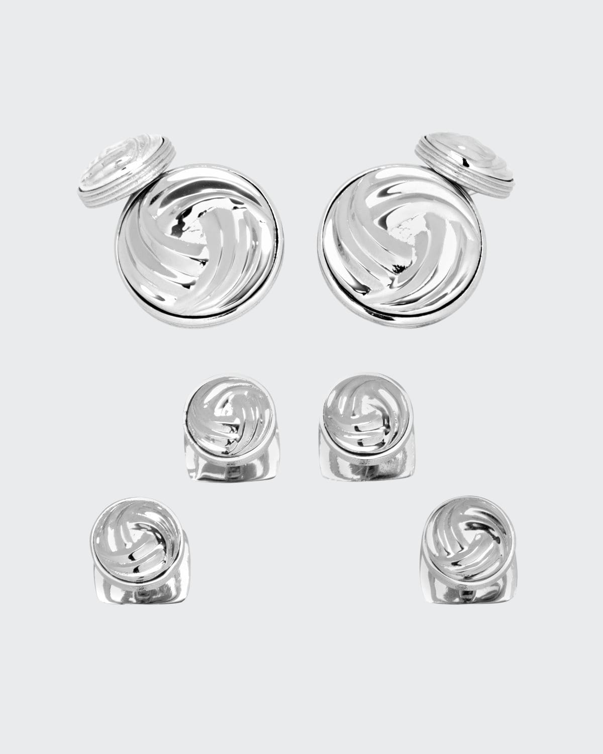 Cufflinks, Inc Modern Knot Sterling Silver Cuff Links & Stud Set