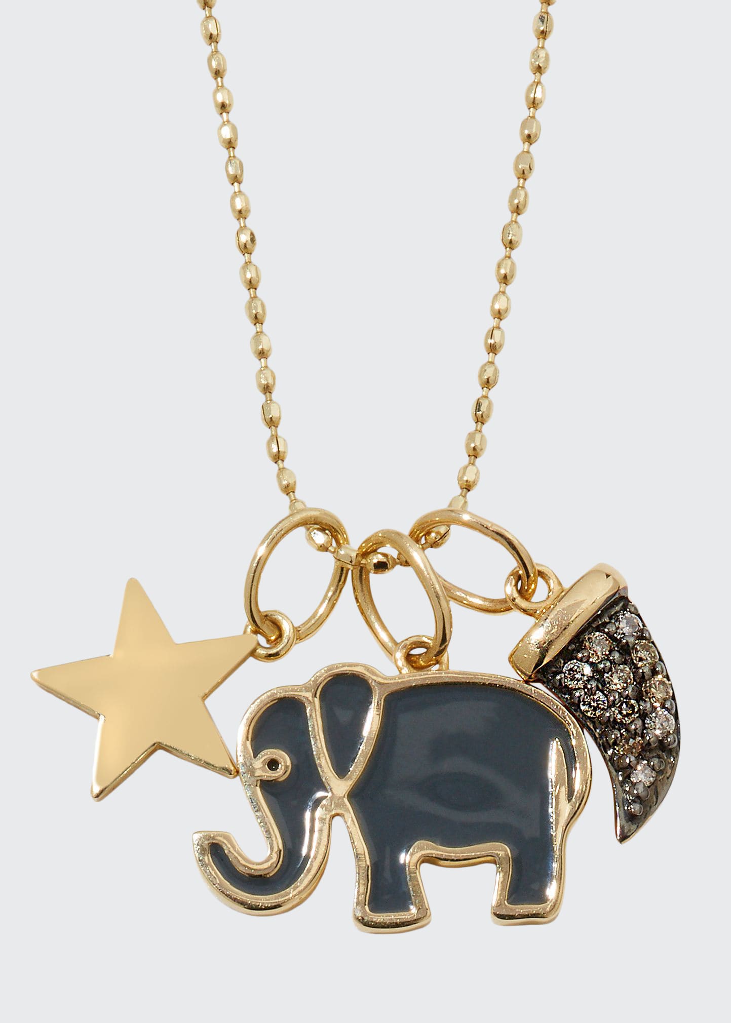 Sydney Evan 14k Enamel & Diamond Elephant Charm Necklace