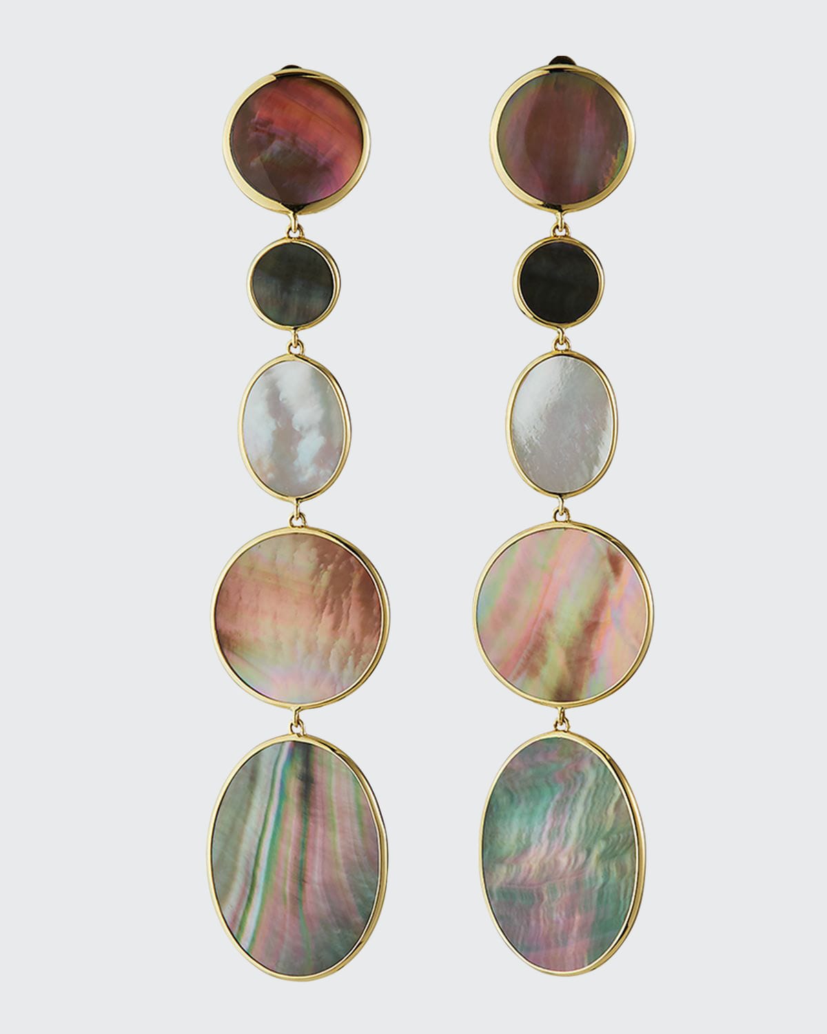 Ippolita Polished Rock Candy 18k 5-drop Clip Earrings, Mother-of-pearl