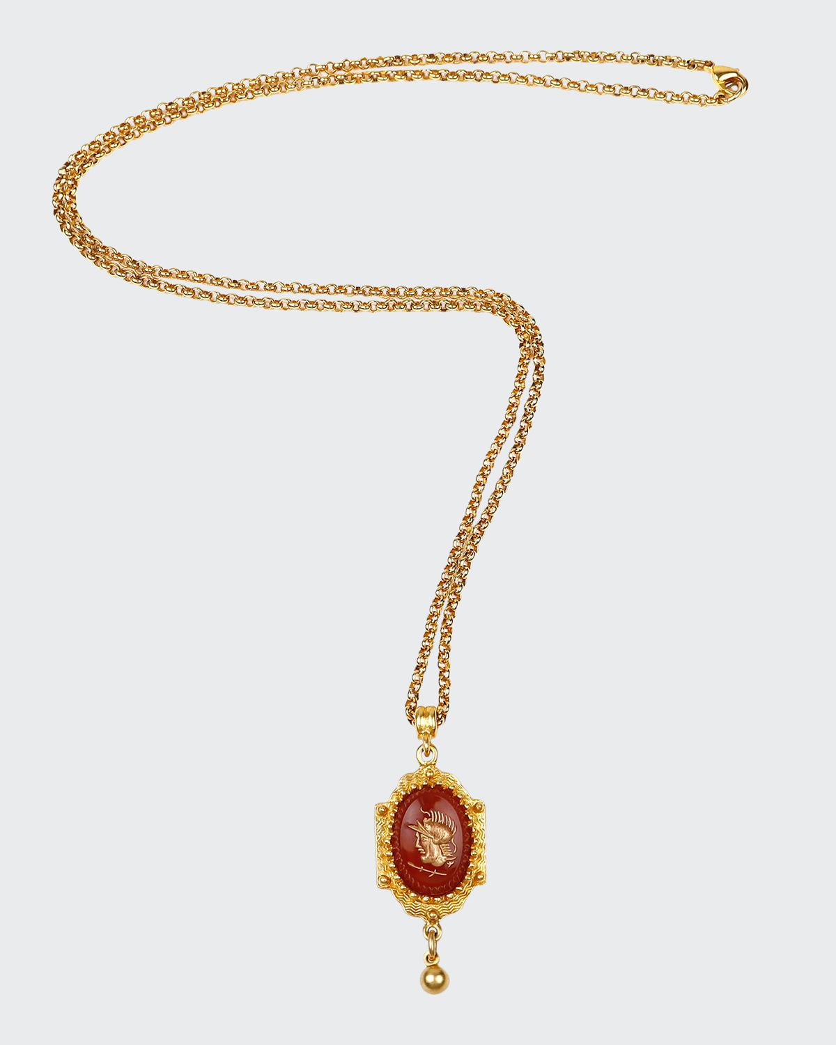 Ben-amun Intaglio Pendant And Necklace, Gold/red