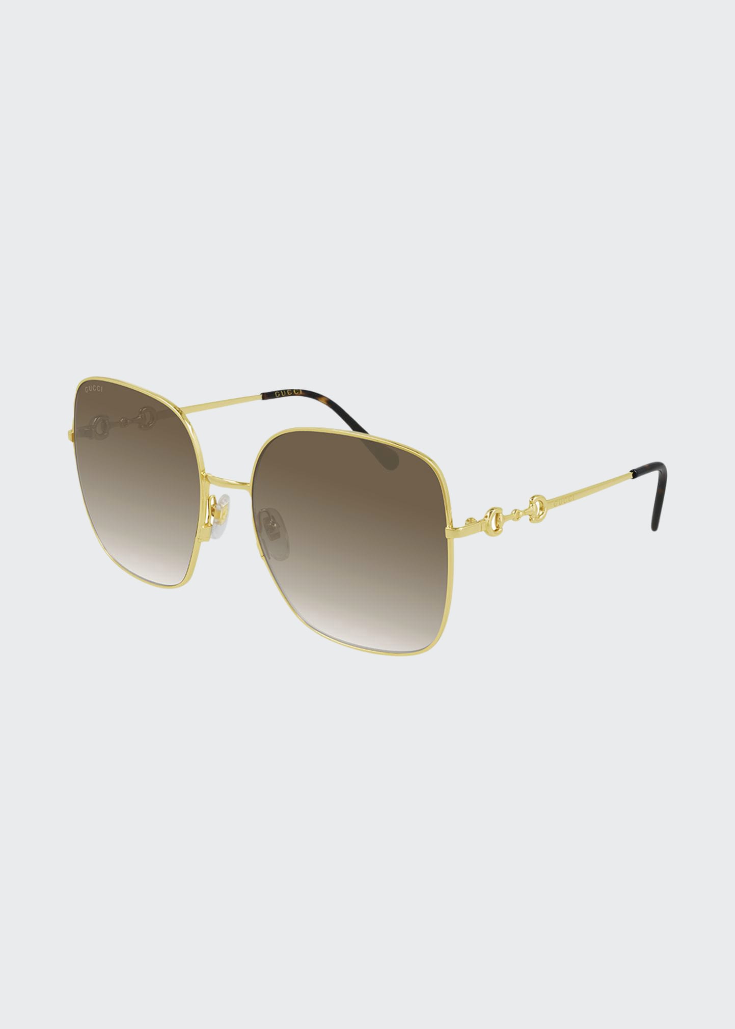Gucci Oversized Square Metal Sunglasses In 711 Brown Gold