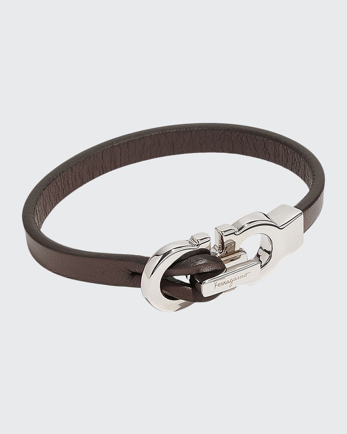 Ferragamo Men's Leather Gancini Bracelet