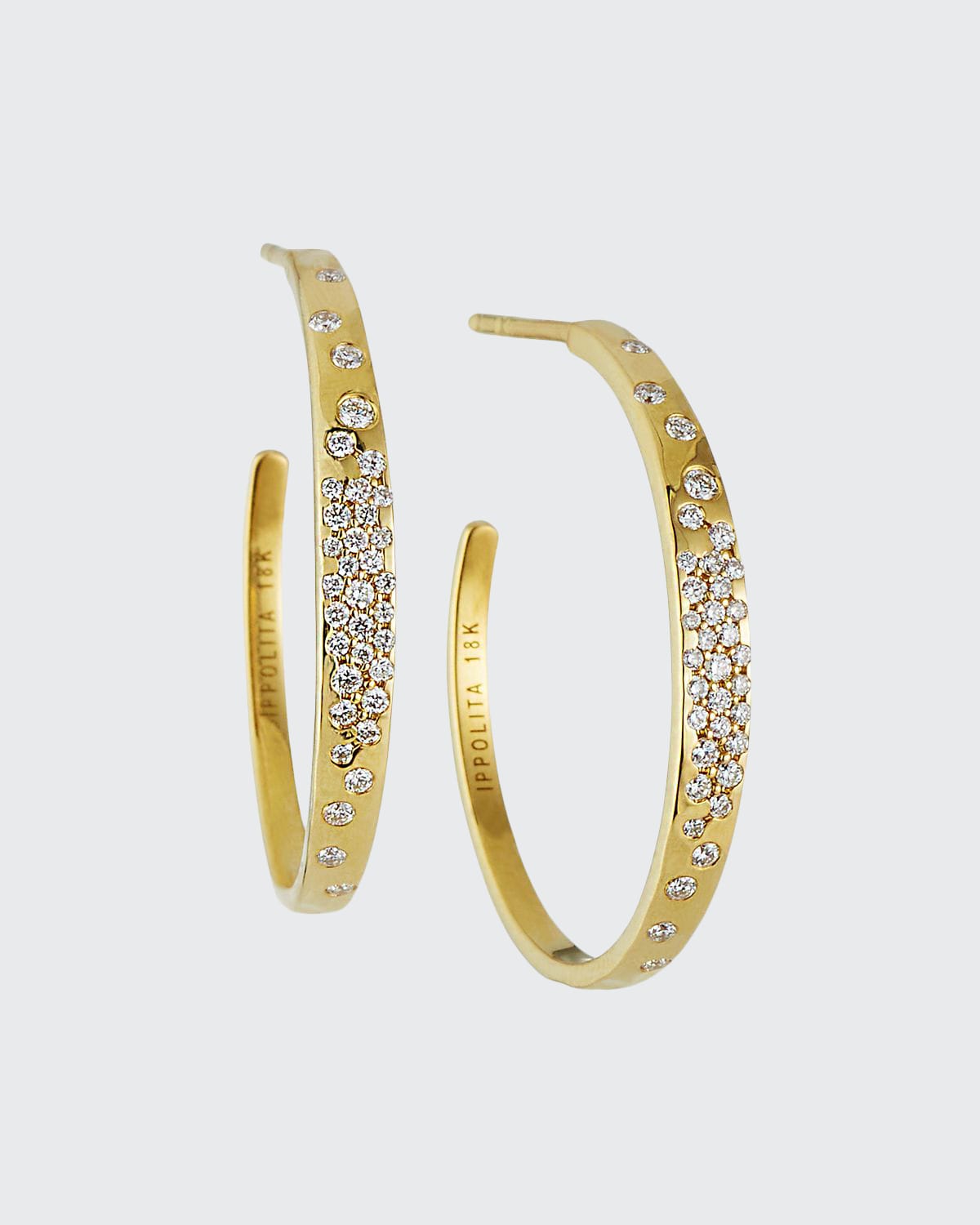 Ippolita 18k Stardust Small Crinkle Hoop Earrings With Diamonds In Gold