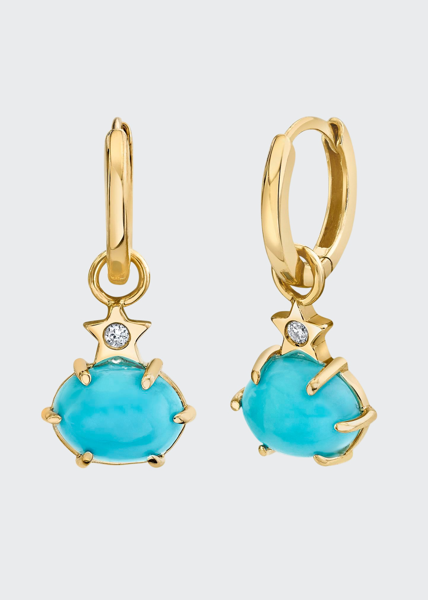 Andrea Fohrman Mini Cosmo Hoop Earrings In Turquoise In Gold
