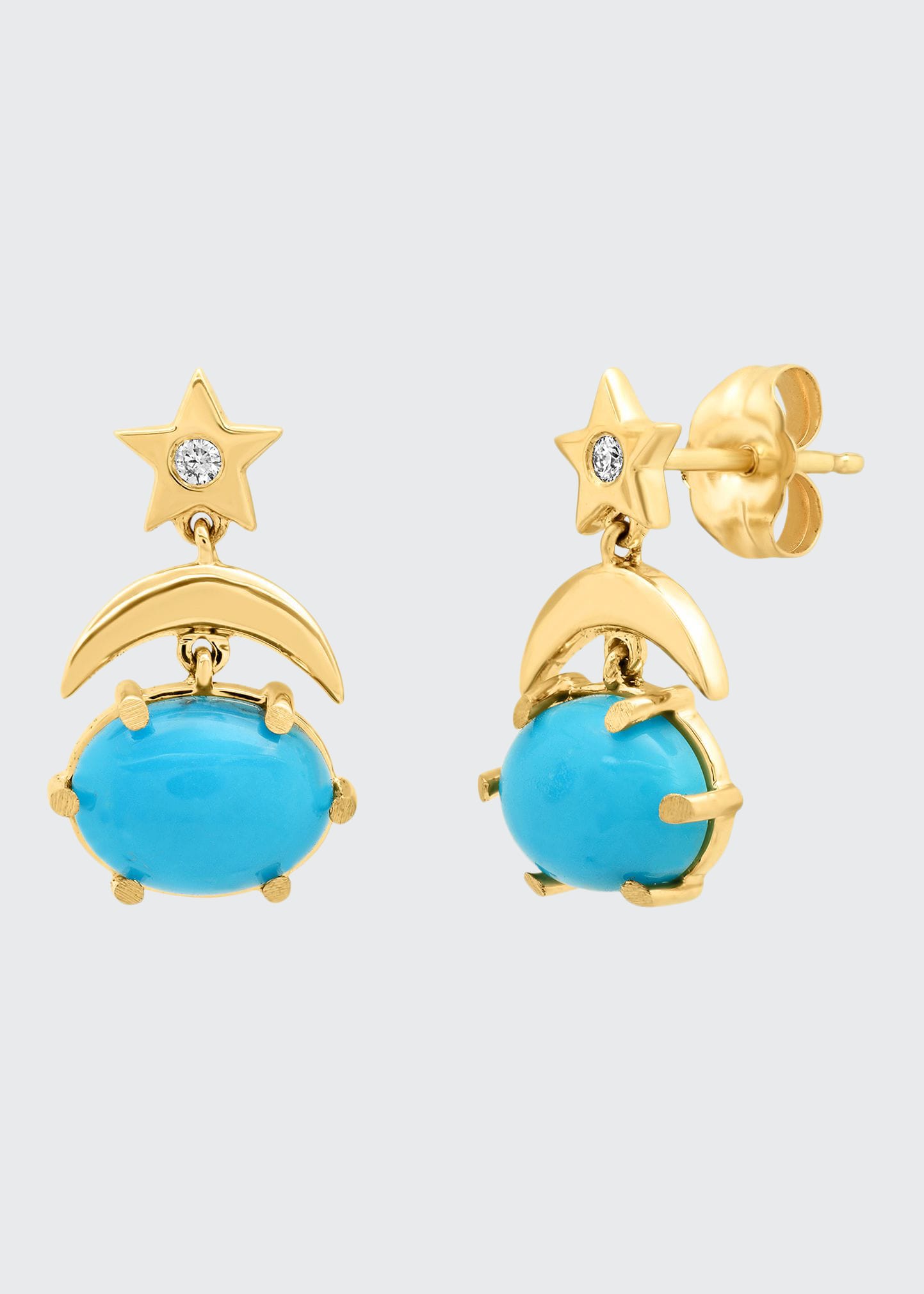 Andrea Fohrman Mini Cosmo Drop Earrings With Turquoise
