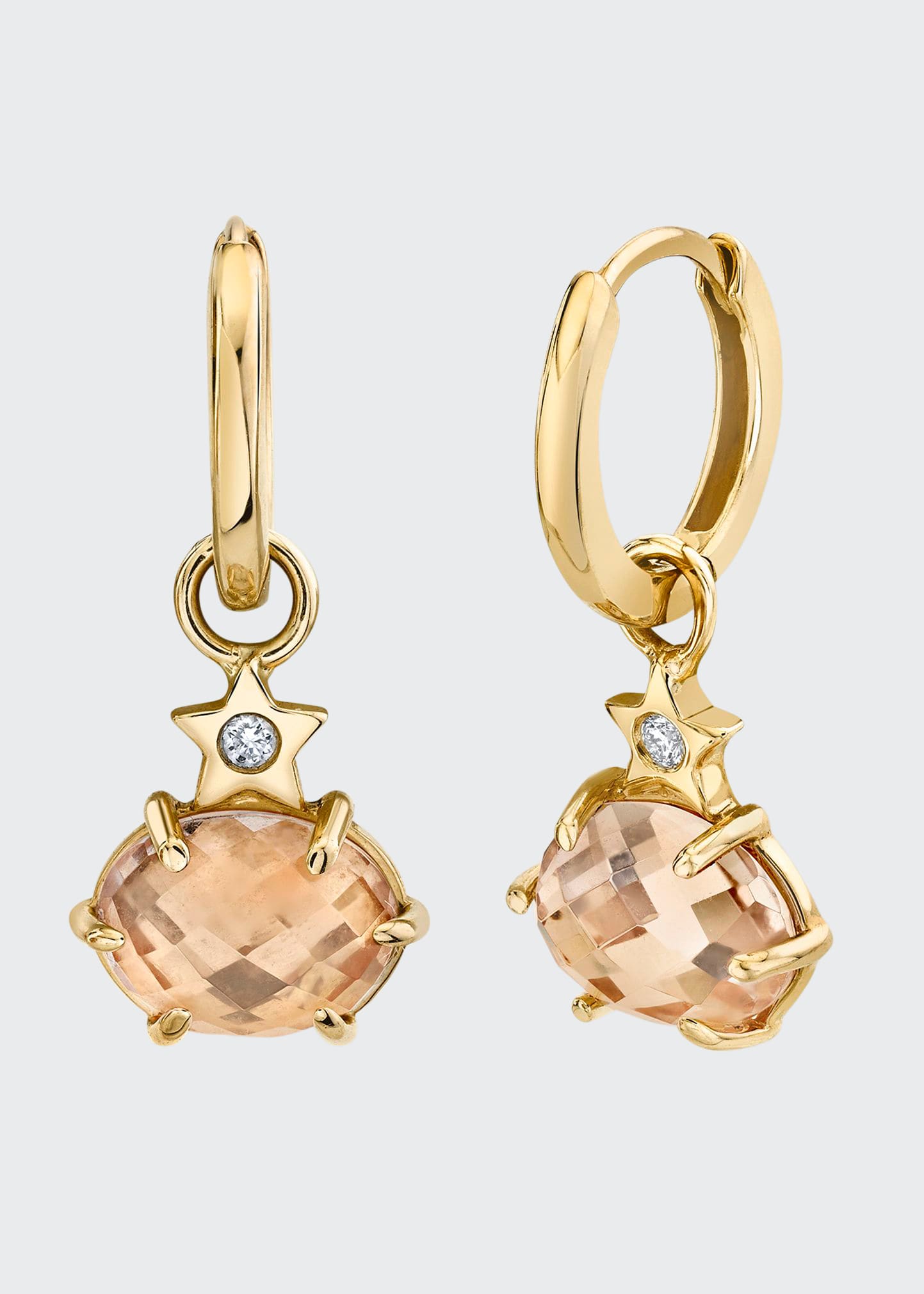Andrea Fohrman Mini Cosmo Hoop Earrings In Morganite In Gold
