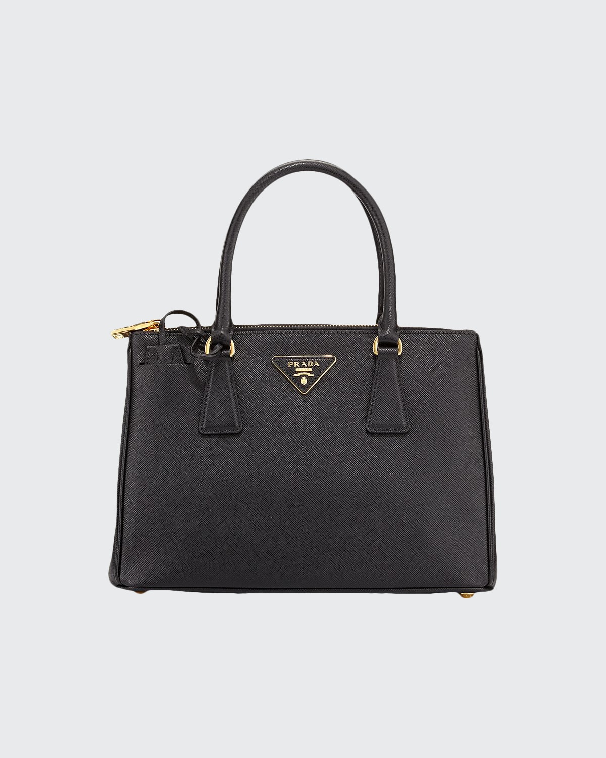 Prada Saffiano Small Lux Double-Zip Tote Bag, Black (Nero)