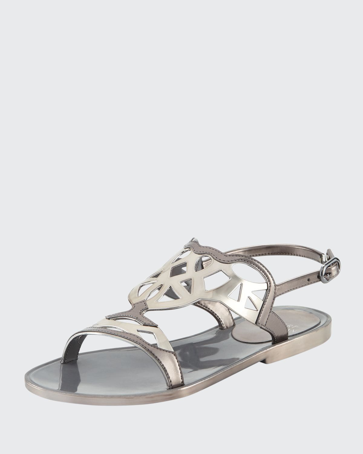 Stuart Weitzman Gelfisher Flat Slingback Sandal, Graphite