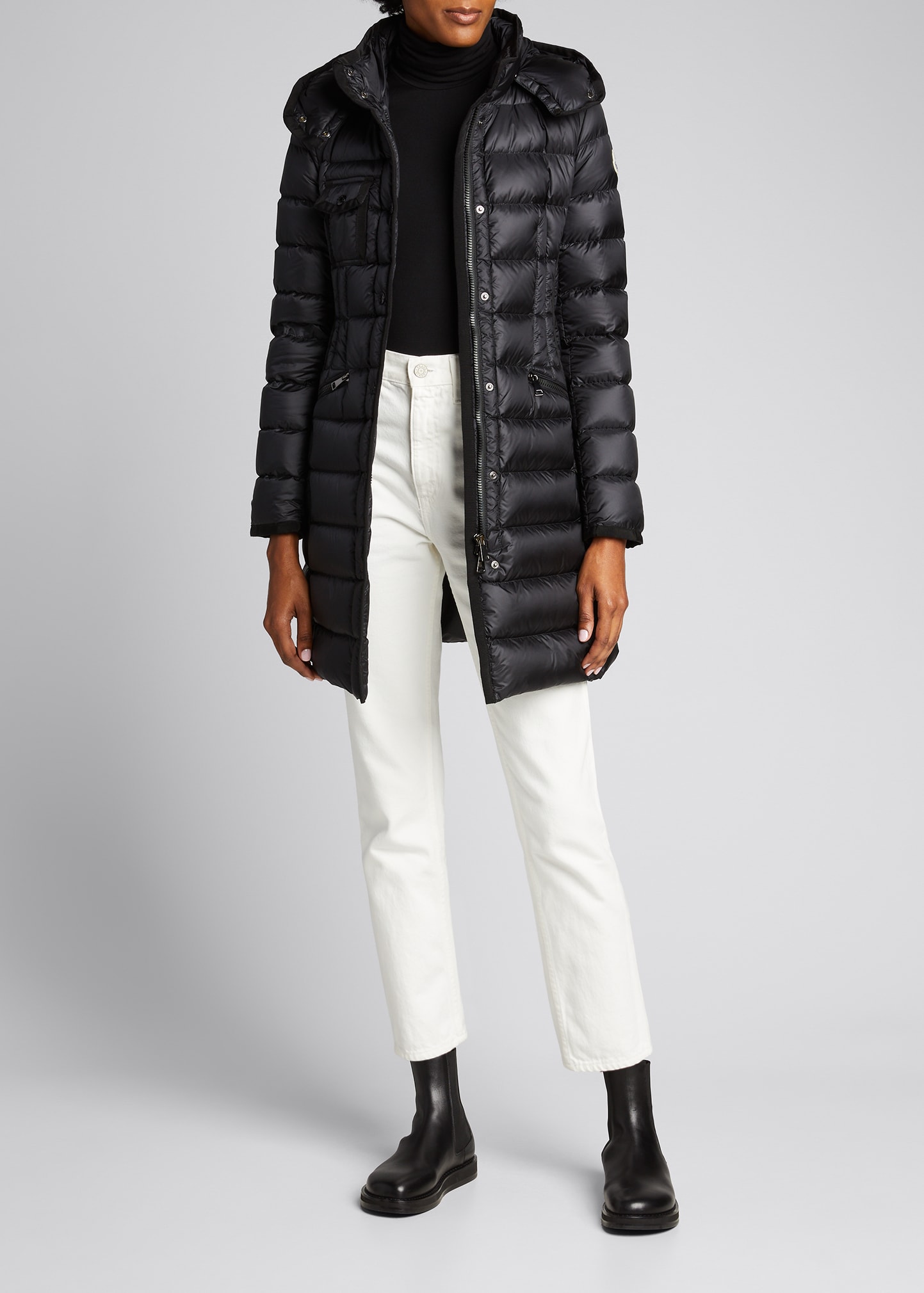 Moncler Hermine Hooded Puffer Jacket Black