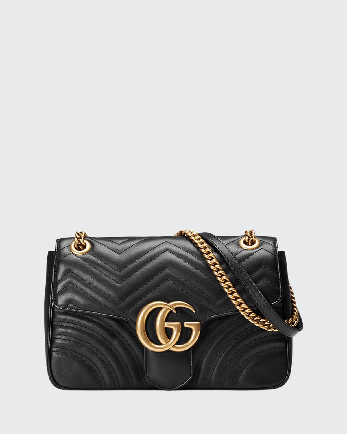 GG Marmont 2.0 Medium Quilted Shoulder Bag Black