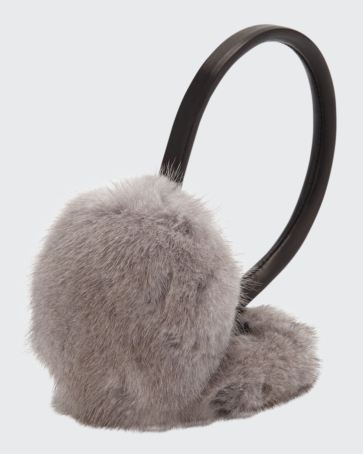 Surell Leather & Mink Fur Earmuffs, Brown/Black