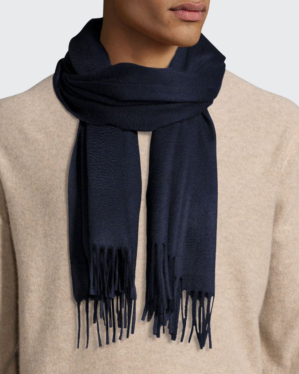 Loro Piana Men's Fringed Cashmere Scarf