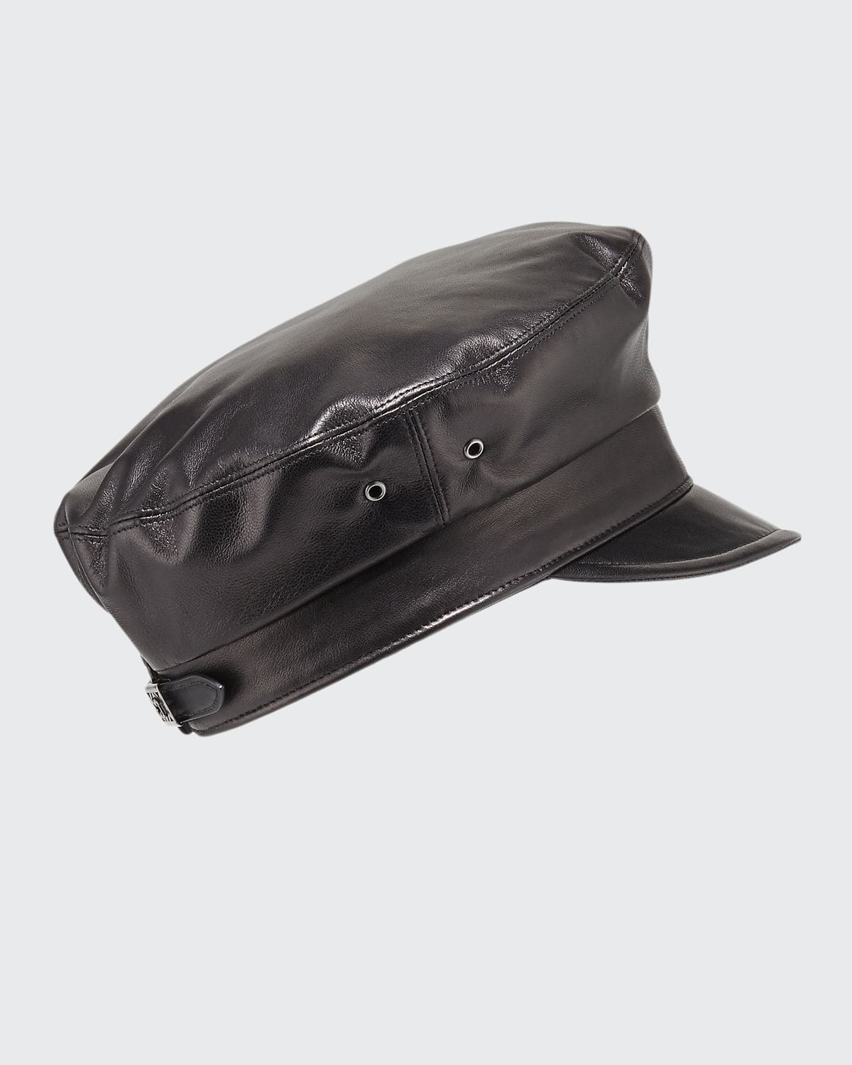 Eric Javits Night Porter Leather Newsboy Cap